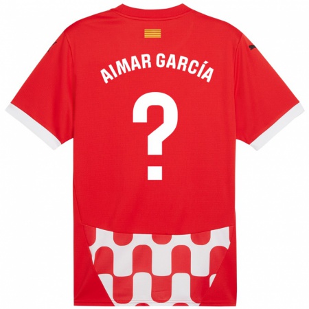 Kandiny Kinderen Aimar García #0 Rood Wit Thuisshirt Thuistenue 2024/25 T-Shirt