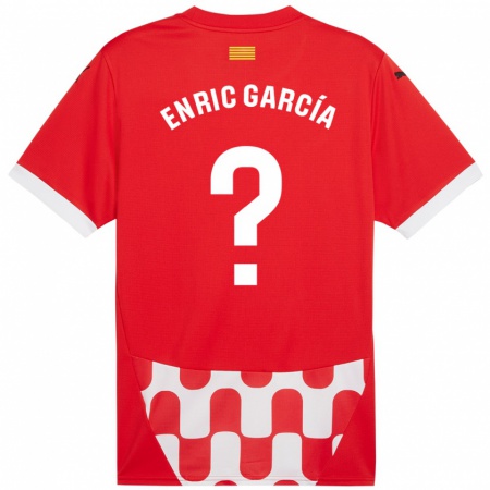 Kandiny Kinderen Enric García #0 Rood Wit Thuisshirt Thuistenue 2024/25 T-Shirt