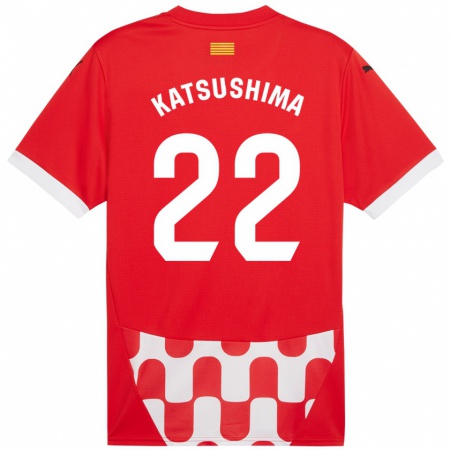 Kandiny Kinderen Shinnosuke Katsushima #22 Rood Wit Thuisshirt Thuistenue 2024/25 T-Shirt