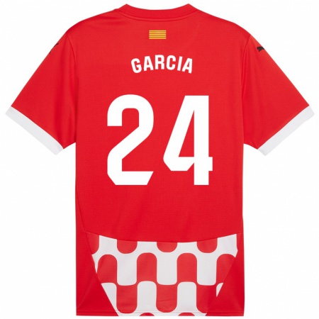 Kandiny Niño Camiseta Borja García #24 Rojo Blanco 1ª Equipación 2024/25 La Camisa