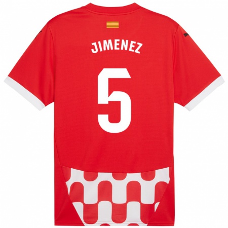 Kandiny Kinderen Ángela Jiménez #5 Rood Wit Thuisshirt Thuistenue 2024/25 T-Shirt