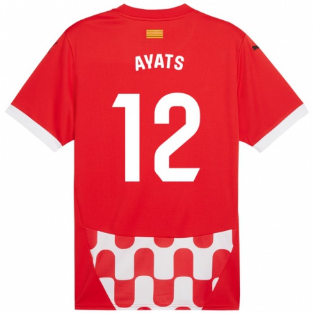 Kandiny Kinderen Mònica Ayats #12 Rood Wit Thuisshirt Thuistenue 2024/25 T-Shirt