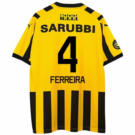 Kandiny Bambino Maglia Joaquín Ferreira #4 Giallo Nero Kit Gara Home 2024/25 Maglietta