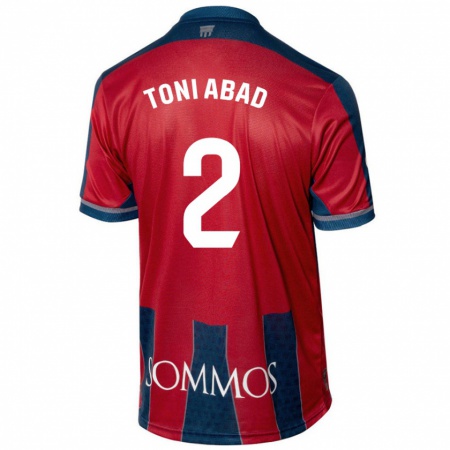 Kandiny Bambino Maglia Toni Abad #2 Rosso Blu Kit Gara Home 2024/25 Maglietta