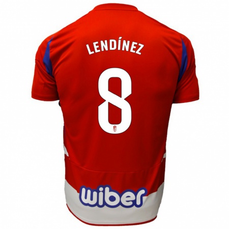 Kandiny Bambino Maglia Juanma Lendínez #8 Rosso Bianco Blu Kit Gara Home 2024/25 Maglietta