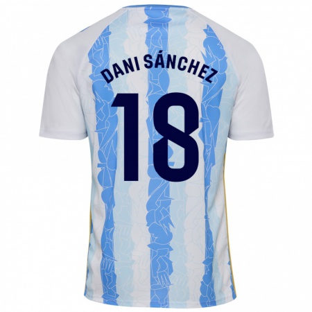 Kandiny Kinderen Dani Sánchez #18 Wit Blauw Thuisshirt Thuistenue 2024/25 T-Shirt