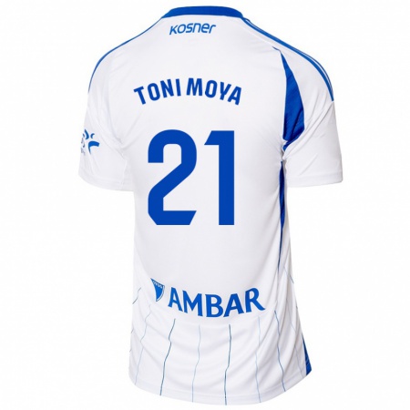 Kandiny Bambino Maglia Toni Moya #21 Rosso Bianco Kit Gara Home 2024/25 Maglietta