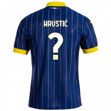 Kandiny Kinderen Ajdin Hrustić #0 Blauw Geel Thuisshirt Thuistenue 2024/25 T-Shirt