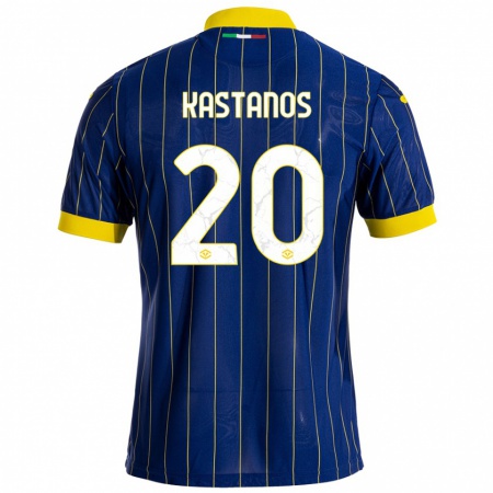 Kandiny Bambino Maglia Grigoris Kastanos #20 Blu Giallo Kit Gara Home 2024/25 Maglietta