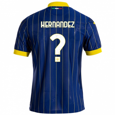 Kandiny Kinderen Joaquin Hernandez #0 Blauw Geel Thuisshirt Thuistenue 2024/25 T-Shirt