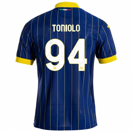 Kandiny Kinderen Giacomo Toniolo #94 Blauw Geel Thuisshirt Thuistenue 2024/25 T-Shirt