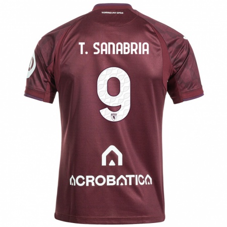 Kandiny Kinderen Antonio Sanabria #9 Kastanjebruin Wit Thuisshirt Thuistenue 2024/25 T-Shirt