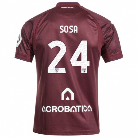 Kandiny Kinderen Borna Sosa #24 Kastanjebruin Wit Thuisshirt Thuistenue 2024/25 T-Shirt