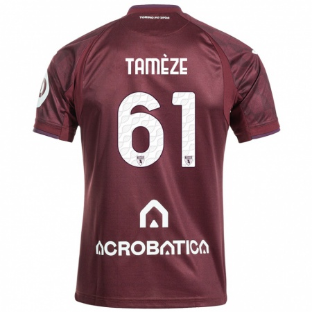 Kandiny Kinder Adrien Tamèze #61 Kastanienbraun Weiß Heimtrikot Trikot 2024/25 T-Shirt Österreich