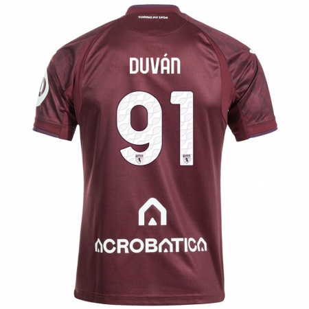 Kandiny Kinderen Duván Zapata #91 Kastanjebruin Wit Thuisshirt Thuistenue 2024/25 T-Shirt