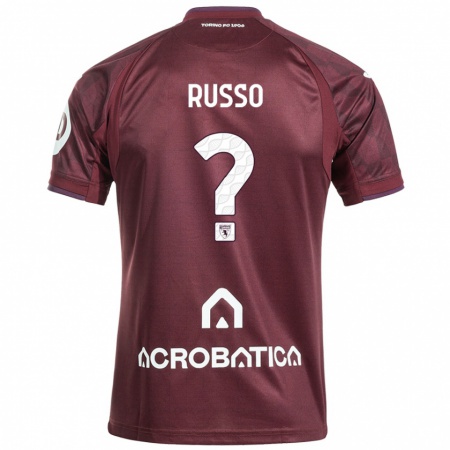 Kandiny Kinderen Lorenzo Russo #0 Kastanjebruin Wit Thuisshirt Thuistenue 2024/25 T-Shirt