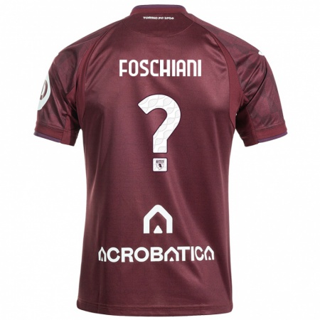 Kandiny Kinderen Francesco Foschiani #0 Kastanjebruin Wit Thuisshirt Thuistenue 2024/25 T-Shirt