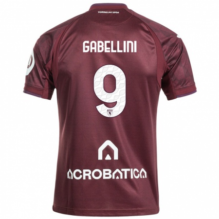 Kandiny Kinderen Tommaso Gabellini #9 Kastanjebruin Wit Thuisshirt Thuistenue 2024/25 T-Shirt