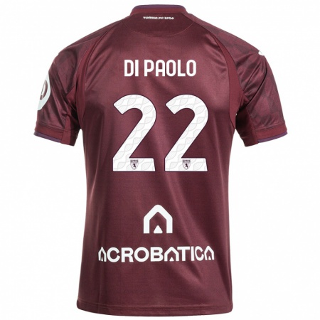 Kandiny Kinderen Sebastiano Di Paolo #22 Kastanjebruin Wit Thuisshirt Thuistenue 2024/25 T-Shirt