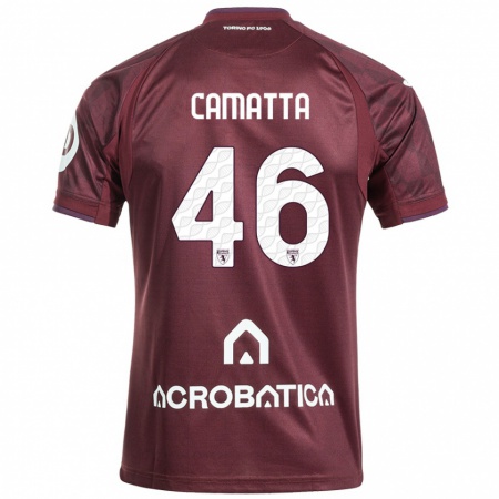 Kandiny Kinderen Alessandro Camatta #46 Kastanjebruin Wit Thuisshirt Thuistenue 2024/25 T-Shirt