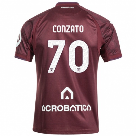 Kandiny Kinder Filippo Conzato #70 Kastanienbraun Weiß Heimtrikot Trikot 2024/25 T-Shirt Österreich