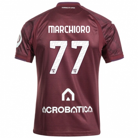 Kandiny Kinderen Raffaele Marchioro #77 Kastanjebruin Wit Thuisshirt Thuistenue 2024/25 T-Shirt