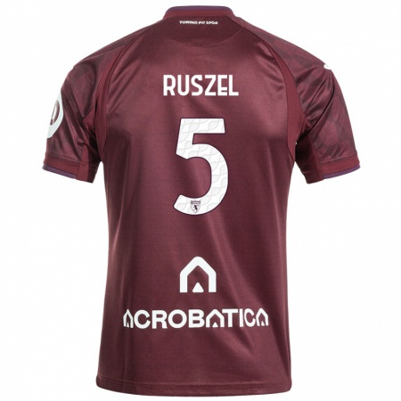 Kandiny Kinderen Marcel Ruszel #5 Kastanjebruin Wit Thuisshirt Thuistenue 2024/25 T-Shirt