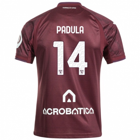 Kandiny Kinderen Cristian Padula #14 Kastanjebruin Wit Thuisshirt Thuistenue 2024/25 T-Shirt