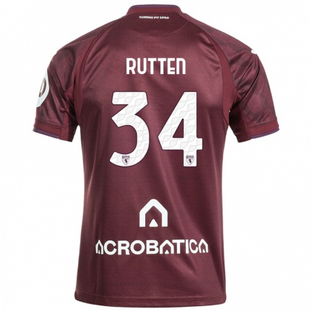 Kandiny Kinderen Jill Rutten #34 Kastanjebruin Wit Thuisshirt Thuistenue 2024/25 T-Shirt