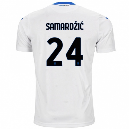 Kandiny Bambino Maglia Lazar Samardžić #24 Bianco Kit Gara Away 2024/25 Maglietta