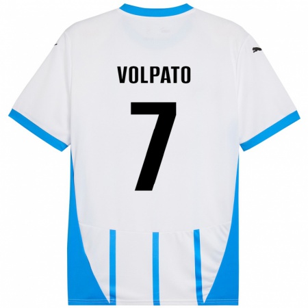 Kandiny Kinderen Cristian Volpato #7 Wit Blauw Uitshirt Uittenue 2024/25 T-Shirt