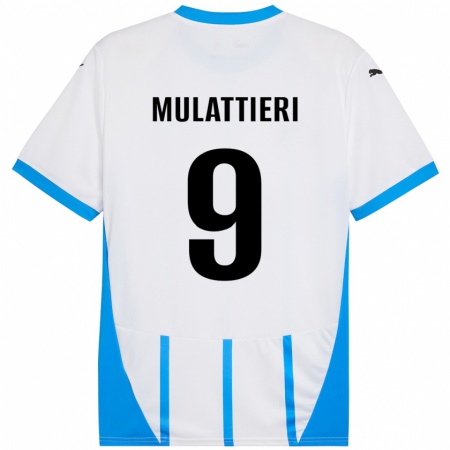 Kandiny Kinderen Samuele Mulattieri #9 Wit Blauw Uitshirt Uittenue 2024/25 T-Shirt