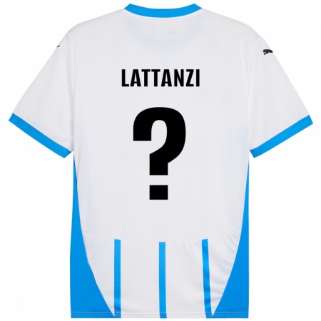 Kandiny Bambino Maglia Luca Lattanzi #0 Bianco Blu Kit Gara Away 2024/25 Maglietta