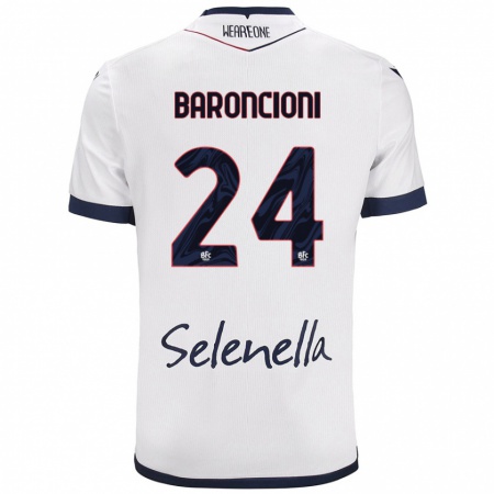 Kandiny Bambino Maglia Davide Baroncioni #24 Bianco Blu Reale Kit Gara Away 2024/25 Maglietta