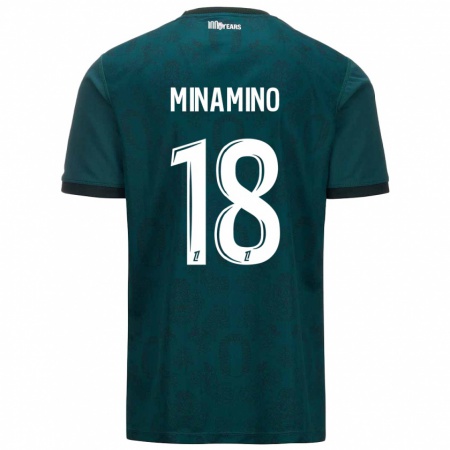 Kandiny Kinderen Takumi Minamino #18 Donkergroen Uitshirt Uittenue 2024/25 T-Shirt