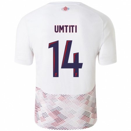 Kandiny Kinderen Samuel Umtiti #14 Wit Koningsblauw Uitshirt Uittenue 2024/25 T-Shirt