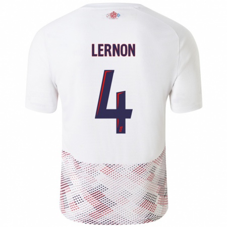 Kandiny Bambino Maglia Jessica Lernon #4 Bianco Blu Reale Kit Gara Away 2024/25 Maglietta