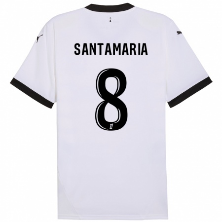 Kandiny Bambino Maglia Baptiste Santamaria #8 Bianco Nero Kit Gara Away 2024/25 Maglietta