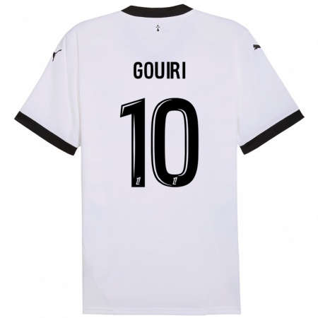 Kandiny Bambino Maglia Amine Gouiri #10 Bianco Nero Kit Gara Away 2024/25 Maglietta