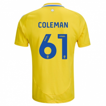 Kandiny Kinderen Cian Coleman #61 Geel Blauw Uitshirt Uittenue 2024/25 T-Shirt