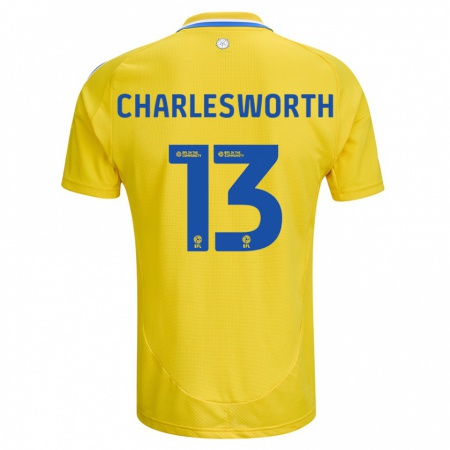 Kandiny Kinderen Millie Robshaw-Charlesworth #13 Geel Blauw Uitshirt Uittenue 2024/25 T-Shirt