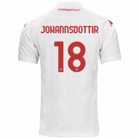 Kandiny Kinderen Alexandra Jóhannsdóttir #18 Wit Uitshirt Uittenue 2024/25 T-Shirt