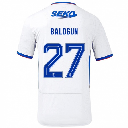 Kandiny Kinderen Leon Balogun #27 Wit Blauw Uitshirt Uittenue 2024/25 T-Shirt