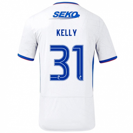 Kandiny Bambino Maglia Liam Kelly #31 Bianco Blu Kit Gara Away 2024/25 Maglietta