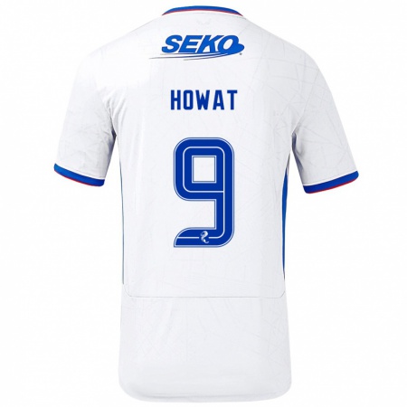 Kandiny Bambino Maglia Kirsty Howat #9 Bianco Blu Kit Gara Away 2024/25 Maglietta