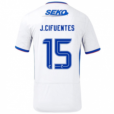 Kandiny Kinderen José Cifuentes #15 Wit Blauw Uitshirt Uittenue 2024/25 T-Shirt