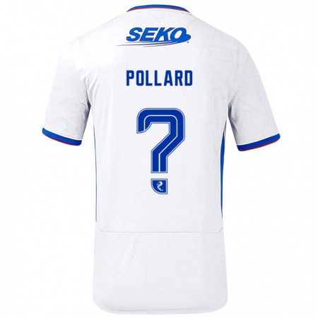 Kandiny Bambino Maglia Lancelot Pollard #0 Bianco Blu Kit Gara Away 2024/25 Maglietta