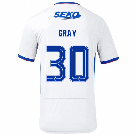 Kandiny Bambino Maglia Georgia Gray #30 Bianco Blu Kit Gara Away 2024/25 Maglietta