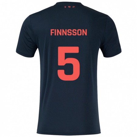 Kandiny Kinderen Kolbeinn Finnsson #5 Zwart Rood Uitshirt Uittenue 2024/25 T-Shirt