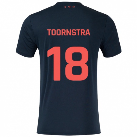 Kandiny Kinderen Jens Toornstra #18 Zwart Rood Uitshirt Uittenue 2024/25 T-Shirt